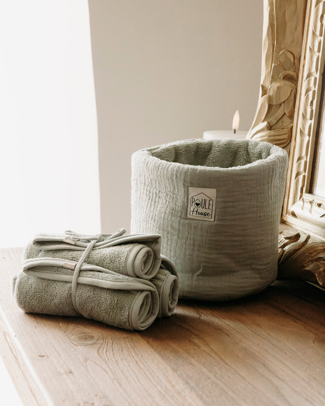 Lifestyle corbeille de rangement salle de bain sauge - Poule House