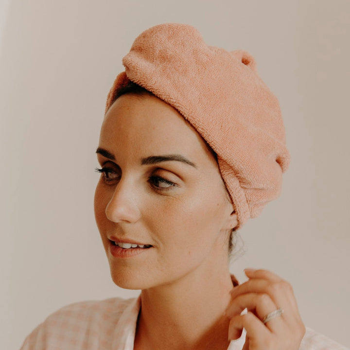 Lifestyle serviette turban cheveux en éponge terracotta - Poule House