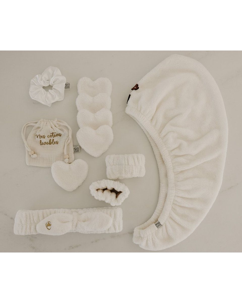 Compo serviette turban cheveux en bambou lait - Poule House