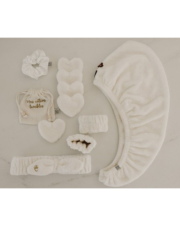 Compo serviette turban cheveux en bambou lait - Poule House