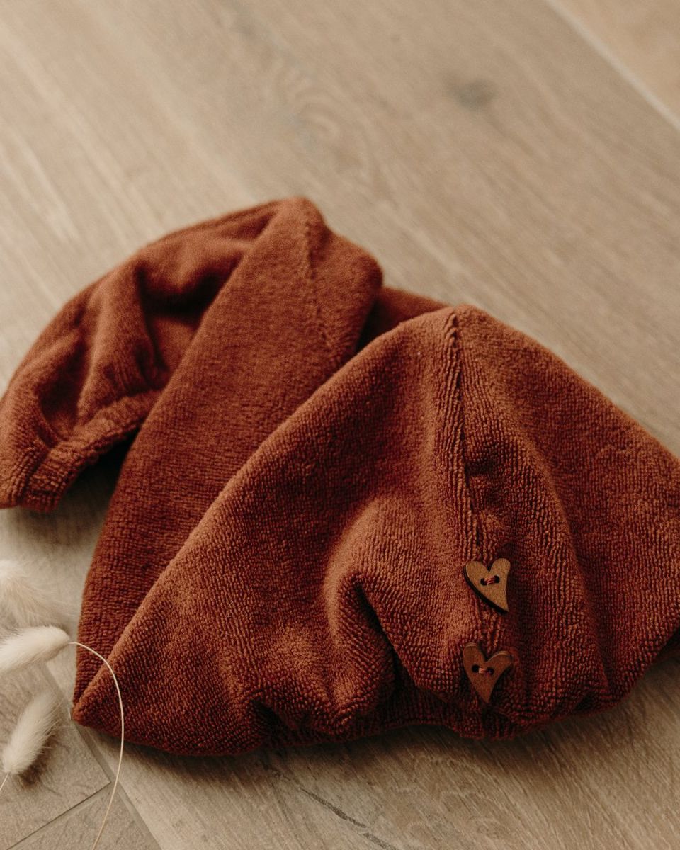 Zoom serviette turban cheveux en bambou toffee - Poule House