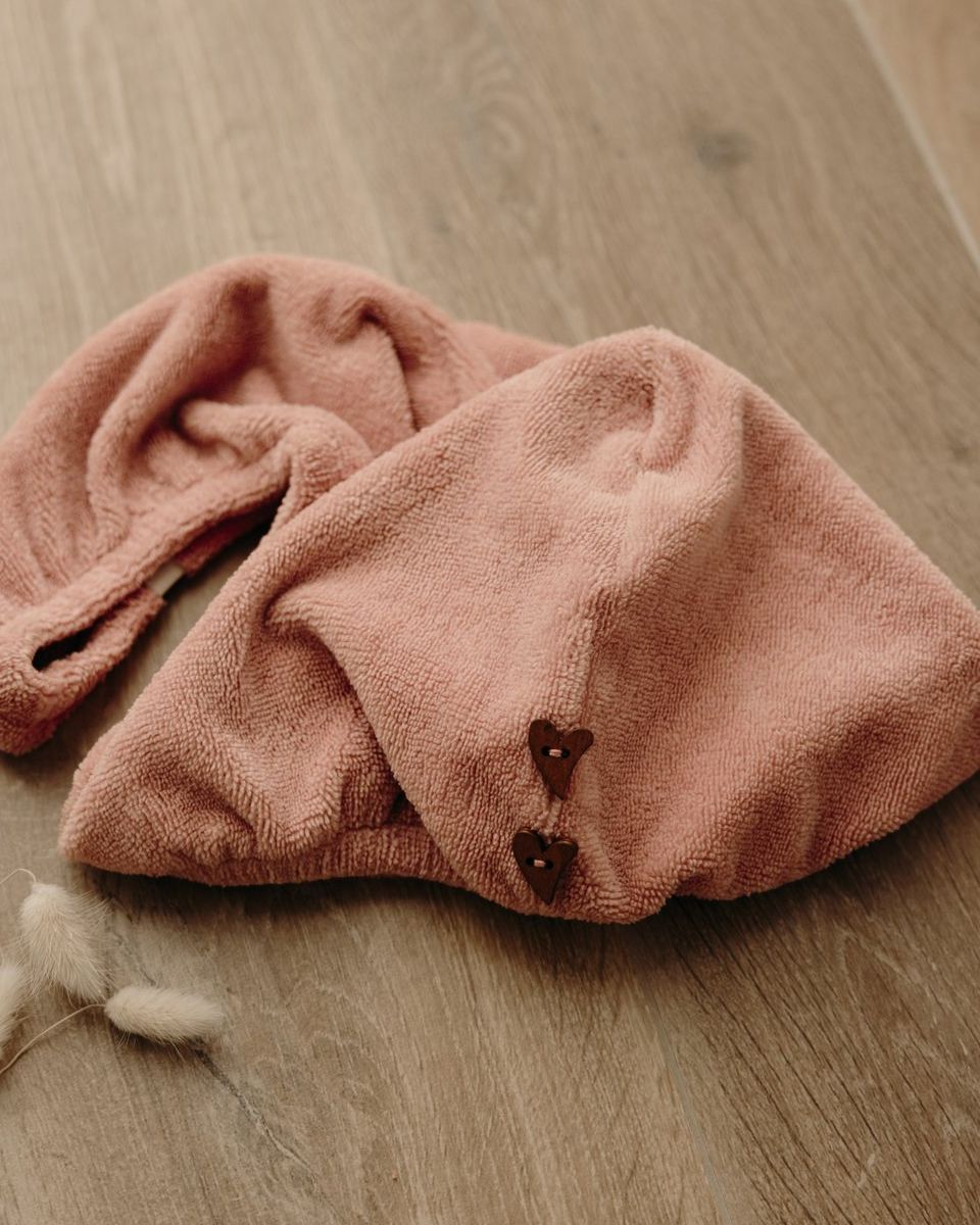 Zoom serviette turban cheveux en bambou terracotta - Poule House