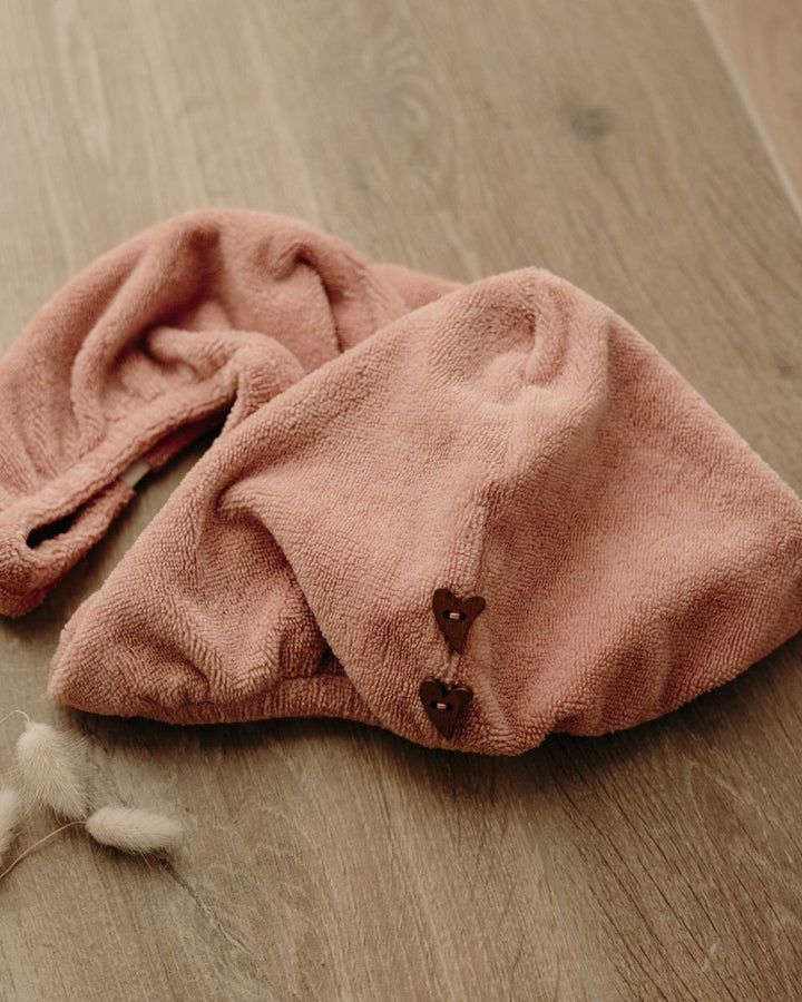 Zoom serviette turban cheveux en bambou terracotta - Poule House