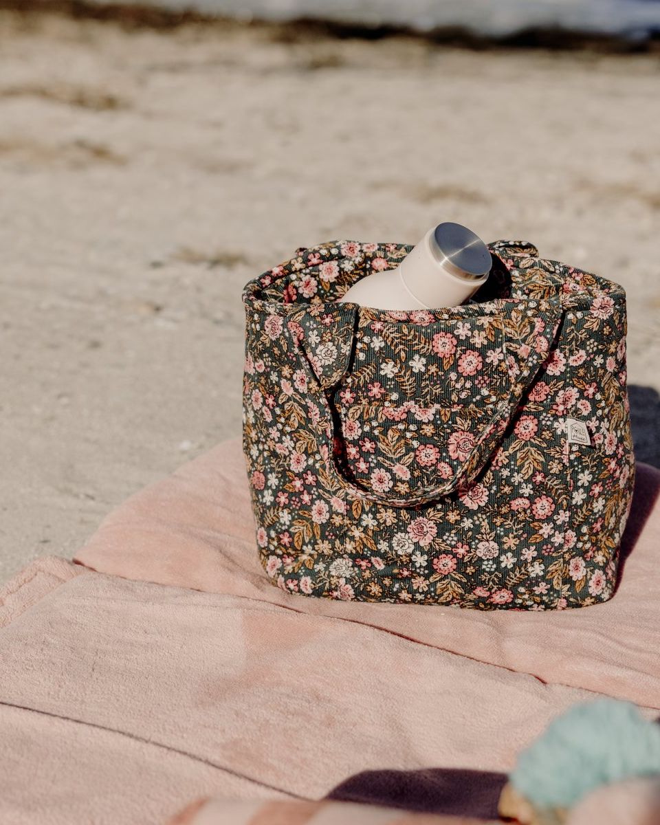 Lifestyle lunch bag isotherme velours petites fleurs - Poule House