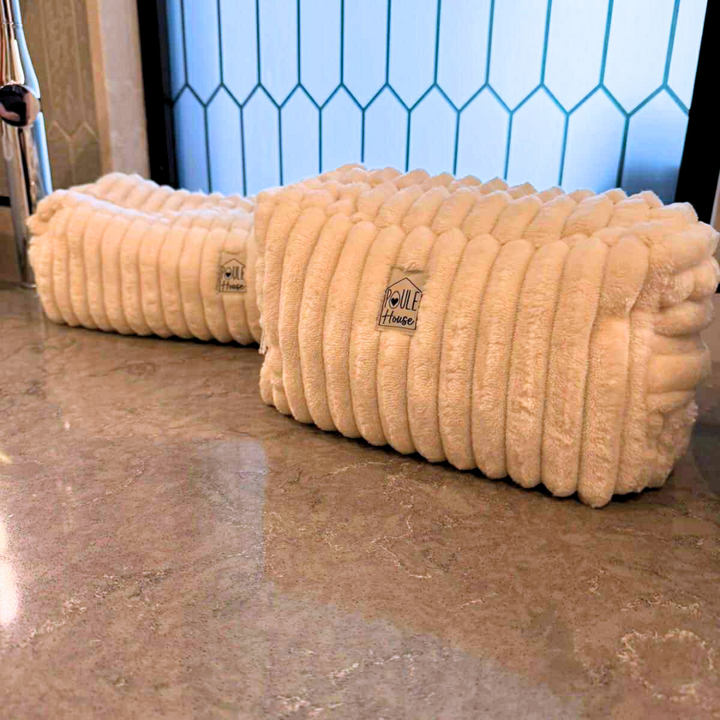 Louise : Grande trousse de toilette minky matelassé - crème