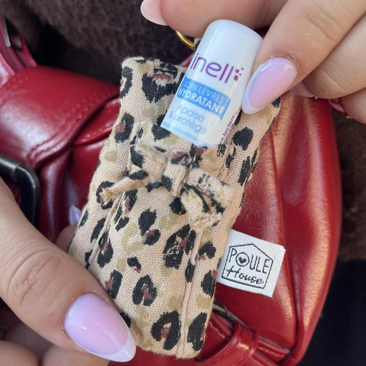 Porte-clés 2 en 1 pour baume à lèvres - léopard