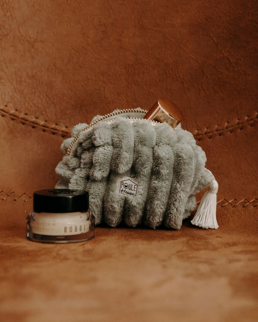 Lifestyle mini trousse minky matelassé Baby Louise sauge - Poule House