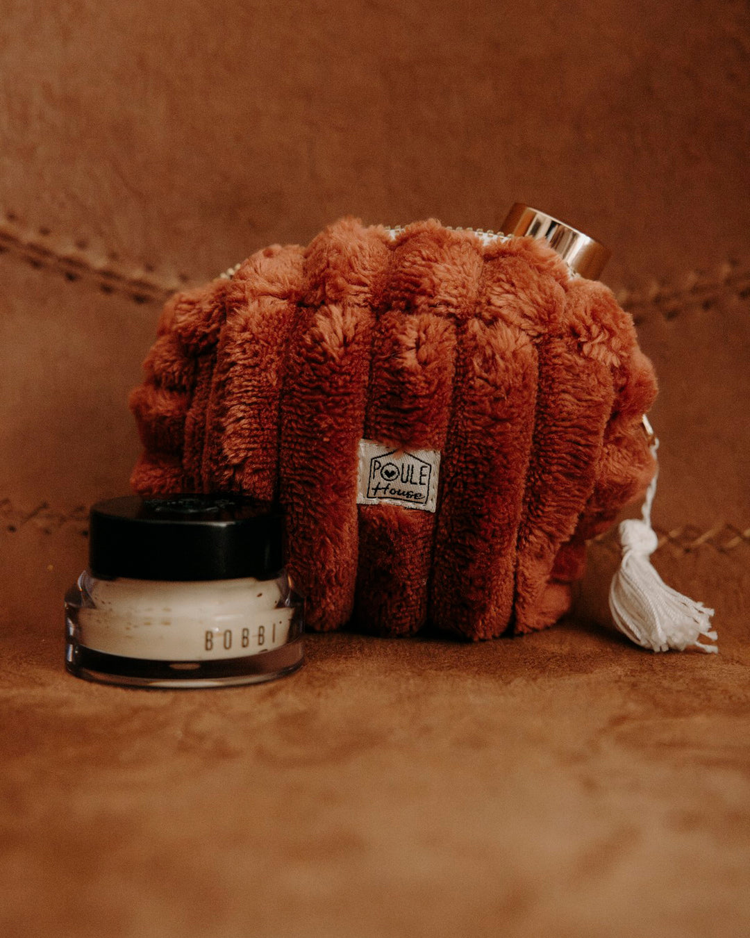 Lifestyle mini trousse minky matelassé Baby Louise toffee - Poule House