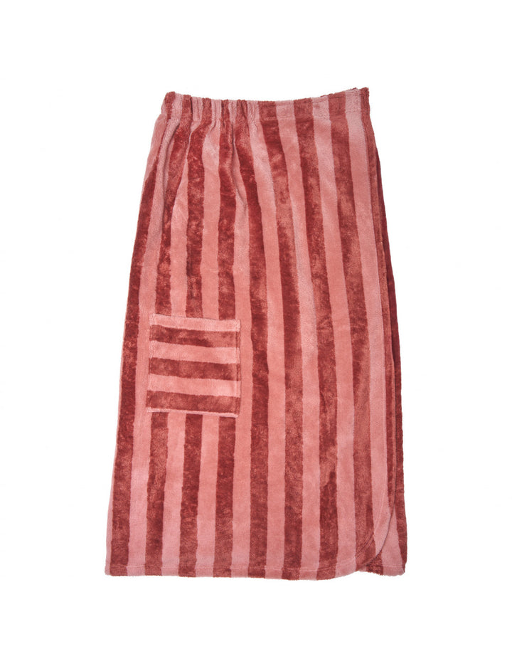 Paréo de bain éponge bambou rayée marsala / paprika - Taille unique