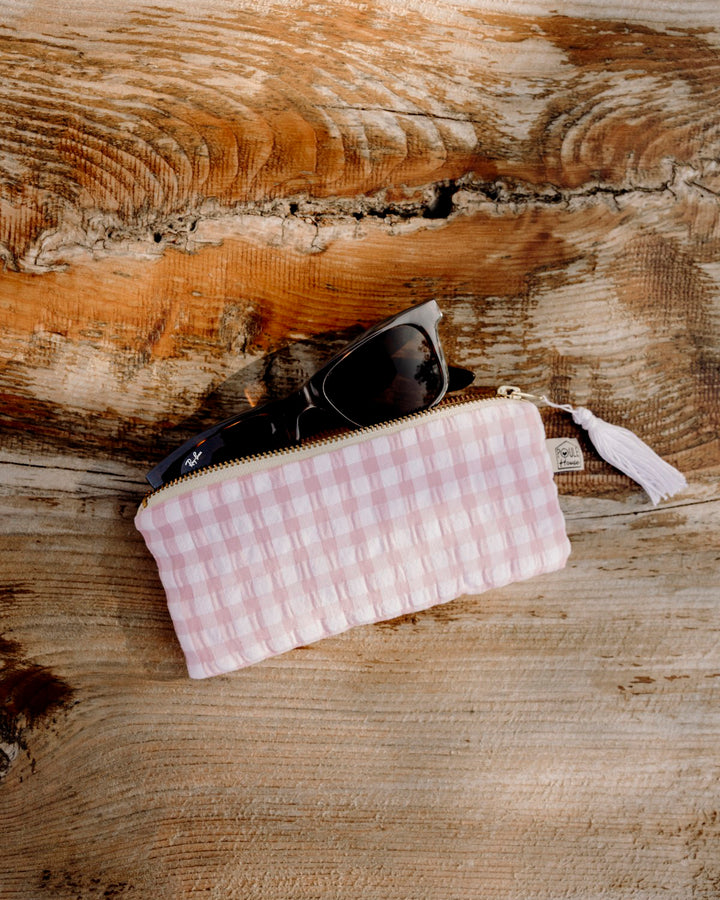 Lifestyle étui à lunettes zippée vichy rose - Poule House