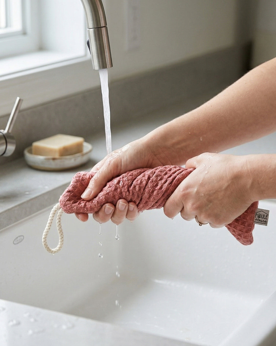 Lifestyle lavette / Essuie-tout lavable double face terracotta - Poule House