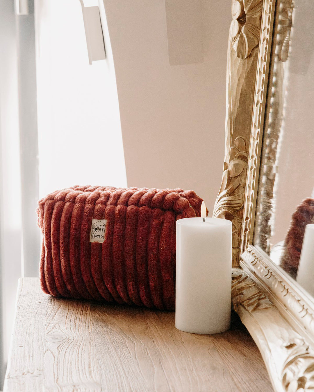 Lifestyle grande trousse de toilette minky matelassé Louise paprika - Poule House