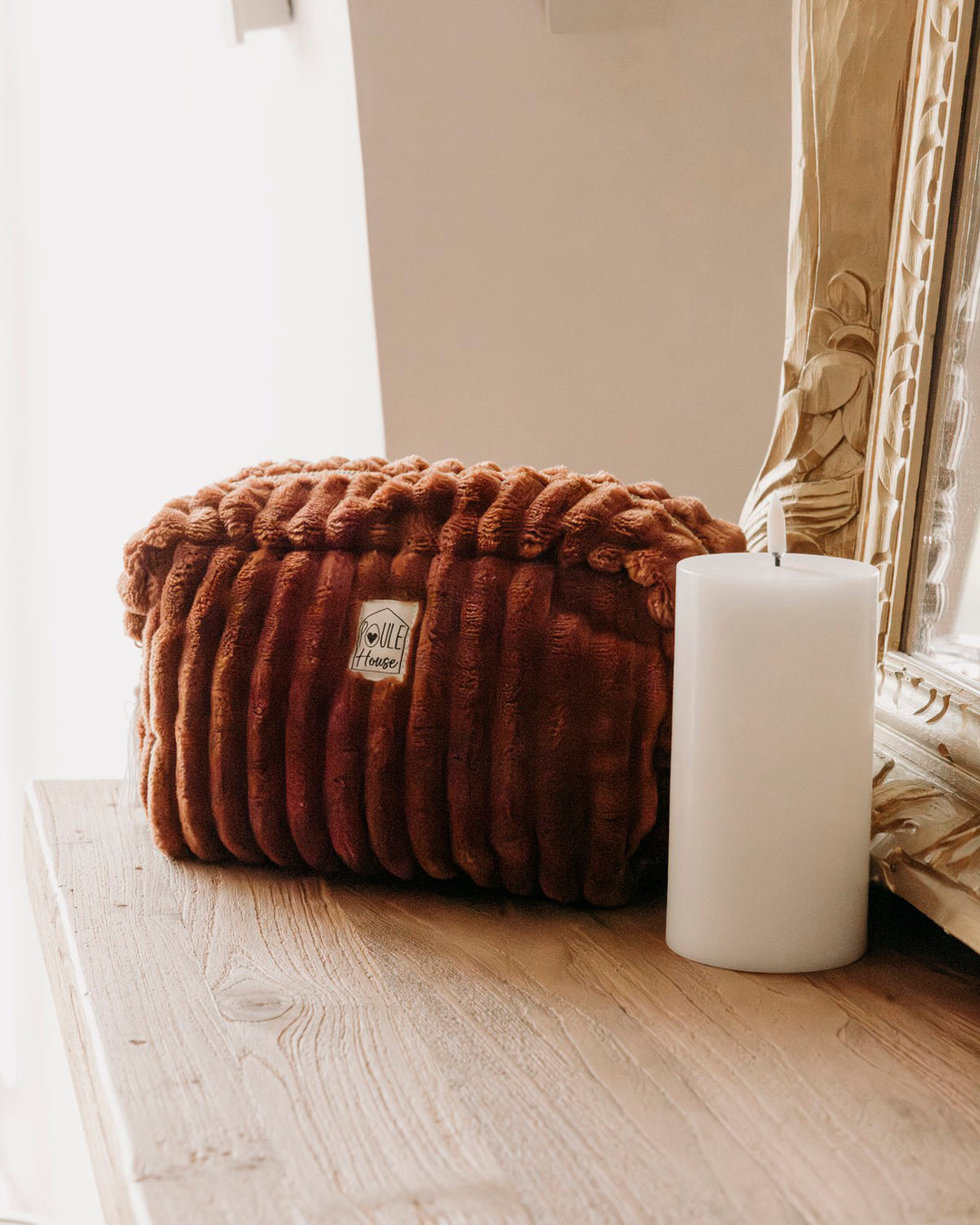 Lifestyle grande trousse de toilette minky matelassé Louise toffee - Poule House