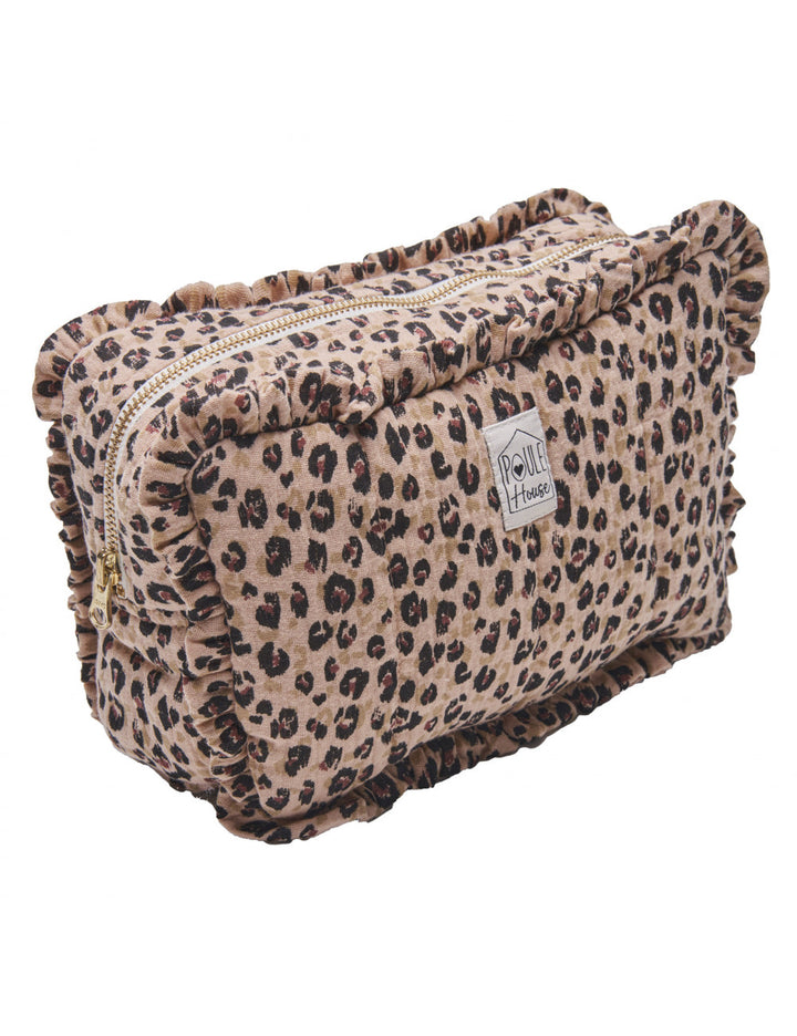 Marylou : Grande trousse de toilette à froufrou - léopard