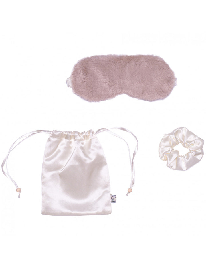Masque de sommeil et chouchou en satin - ivoire