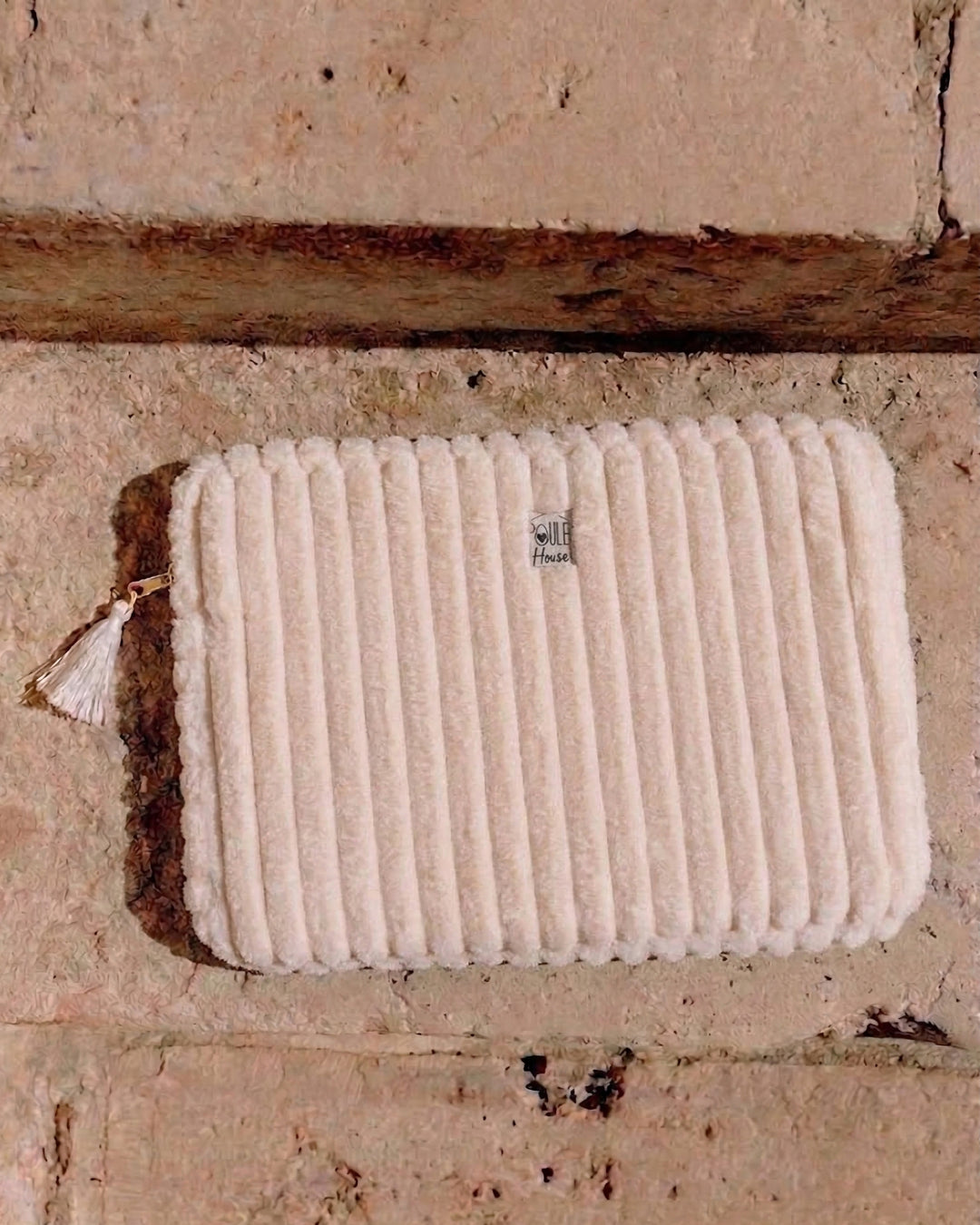 Lifestyle pochette tablette minky crème Taille M - Poule House