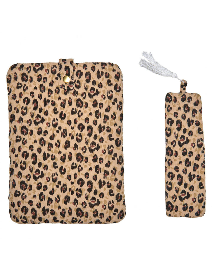 Pochette à livre de poche + marque-page - léopard
