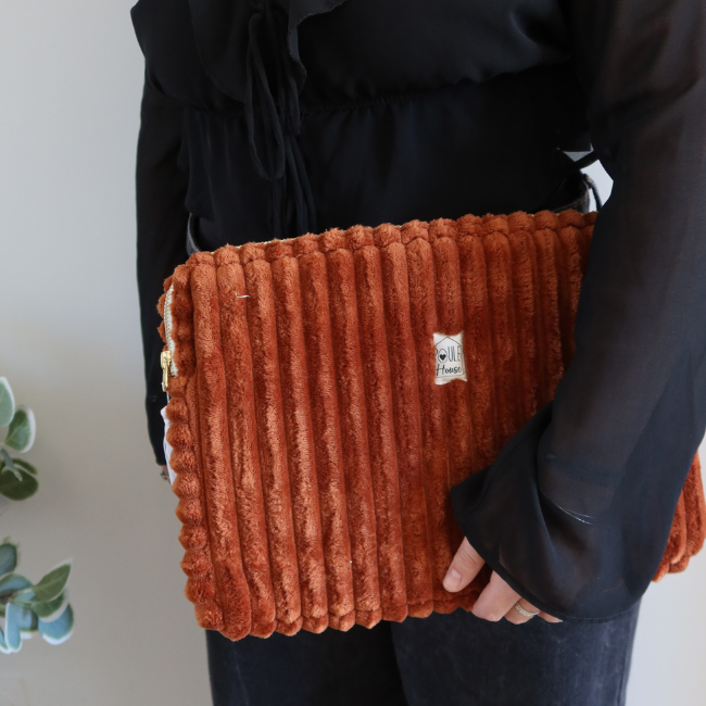 Pochette ordinateur minky toffee - Taille L