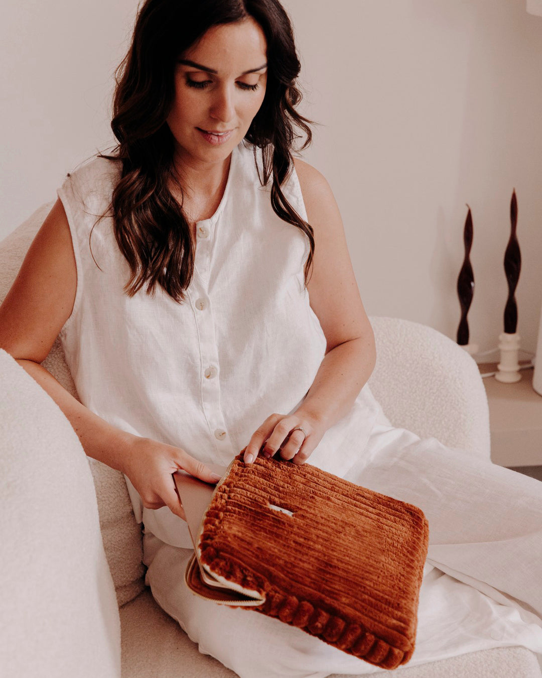 Lifestyle pochette ordinateur minky toffee Taille L - Poule House