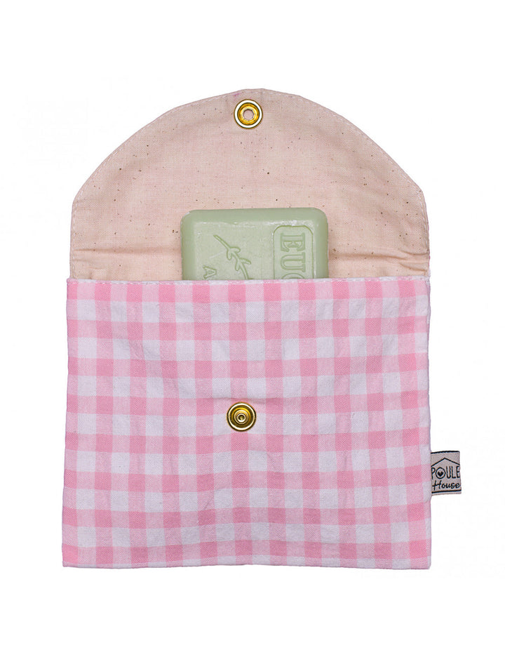 Pochette à savon imperméable - vichy rose