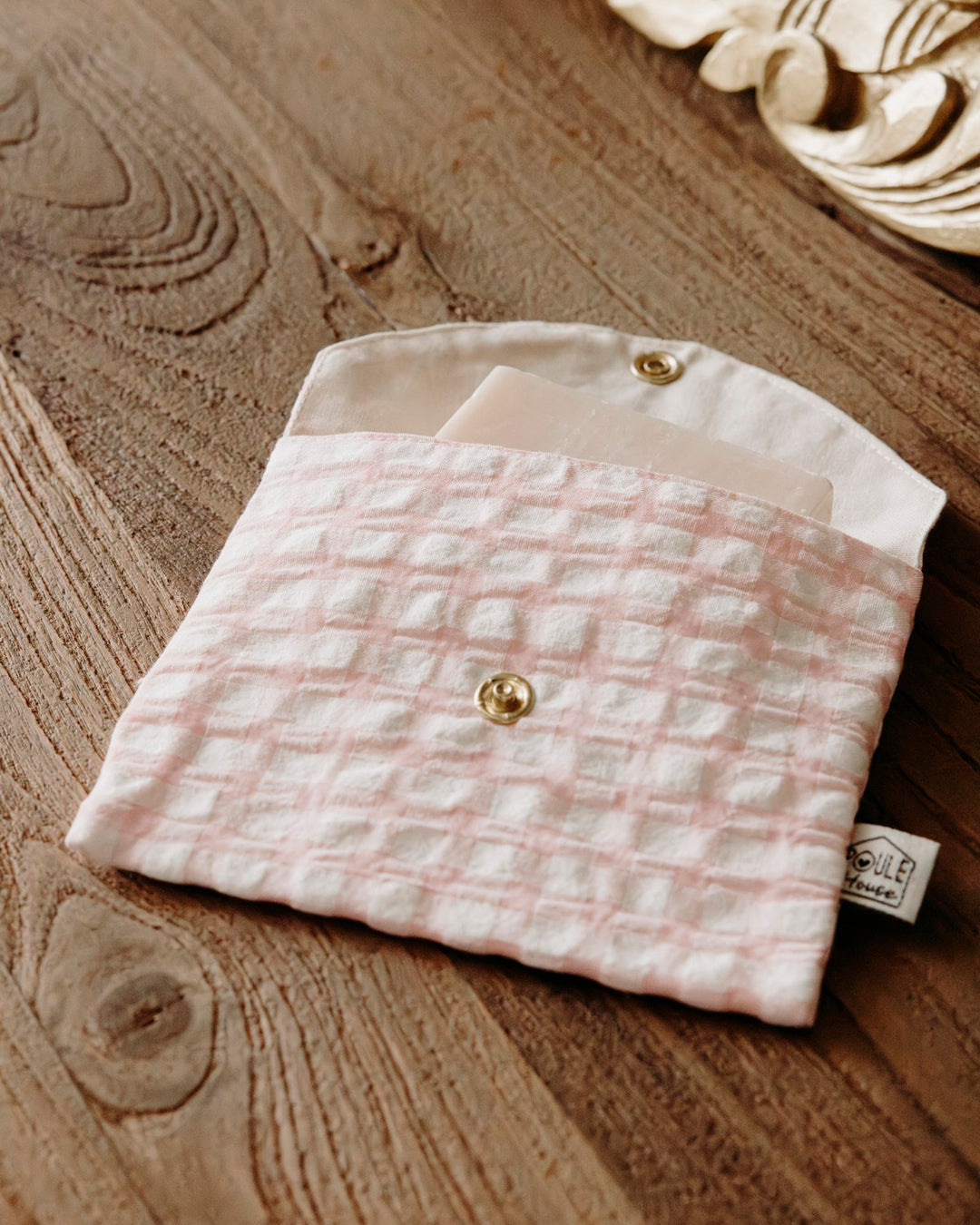Lifestyle pochette à savon imperméable vichy rose - Poule House