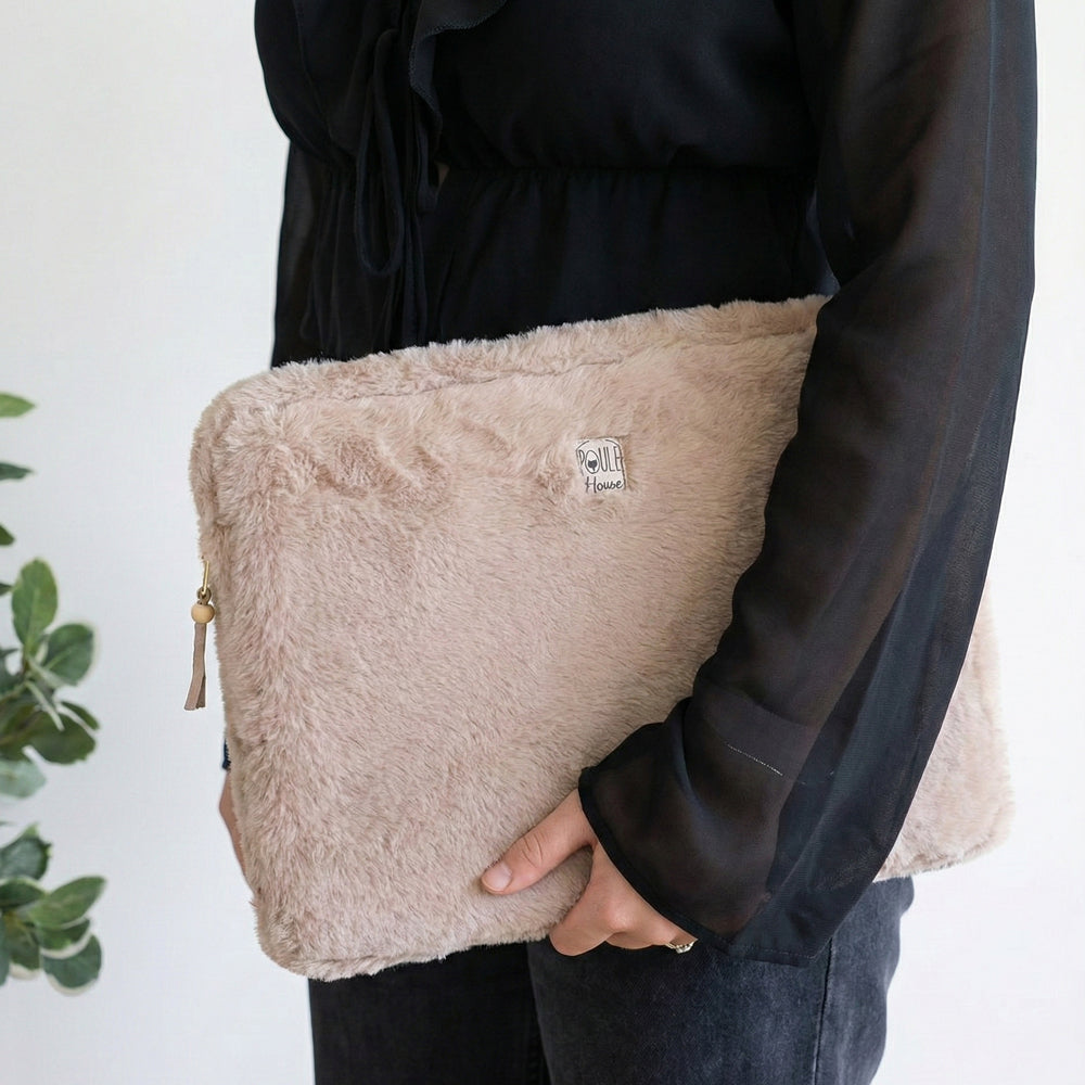 Pochette ordinateur angora galet - Taille L