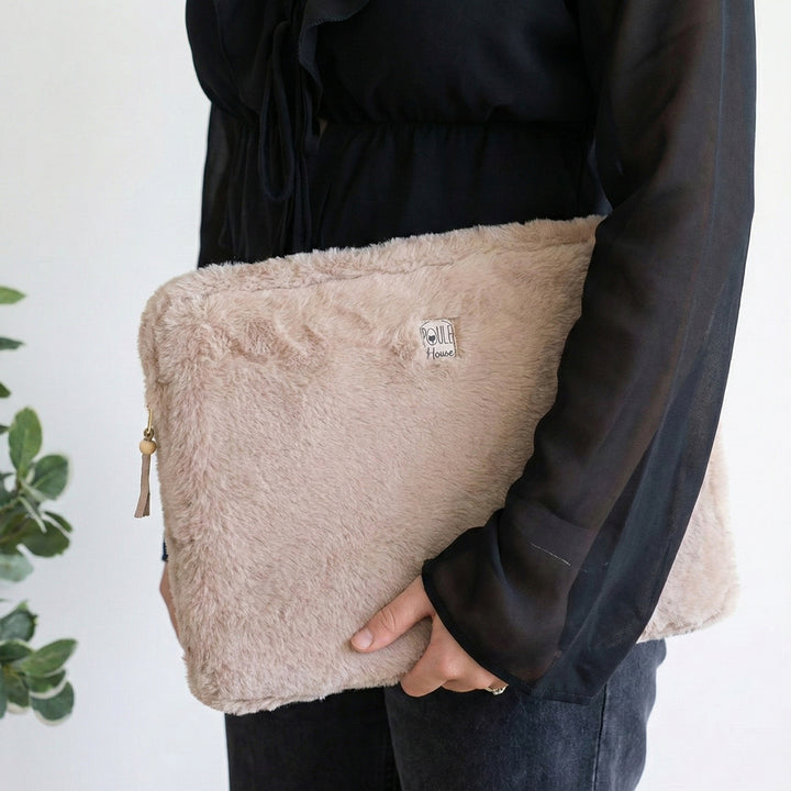 Pochette ordinateur angora galet - Taille L