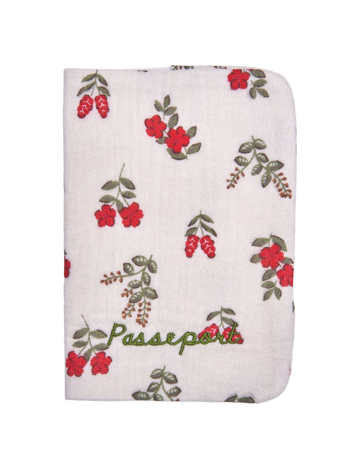 Protège-passeport - fleurs rouges