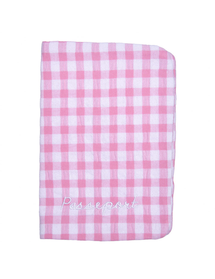 Protège-passeport - vichy rose
