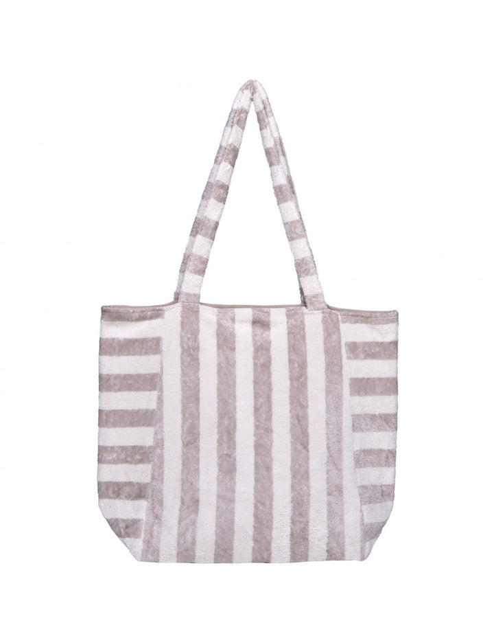 Sac fourre-tout éponge bambou rayée écru / galet