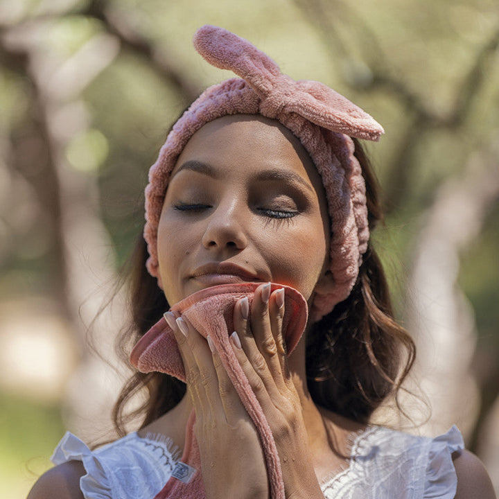 Set 3 serviettes visage éponge bambou - dragée