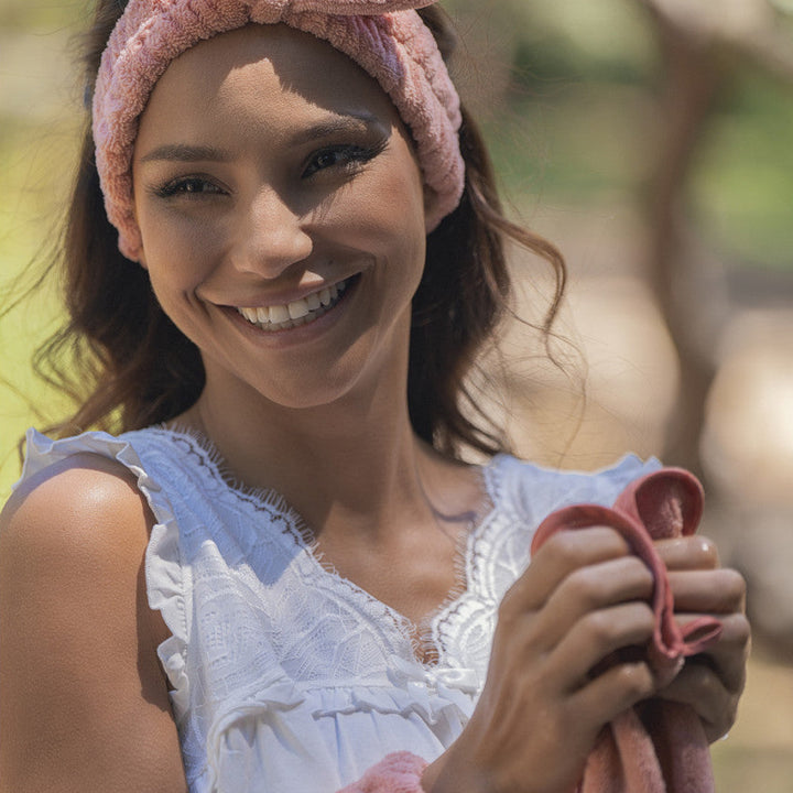 Set 3 serviettes visage éponge bambou - dragée