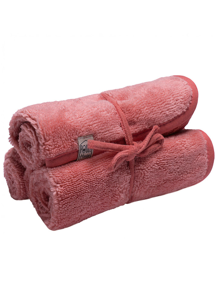 Set 3 serviettes visage éponge bambou - terracotta