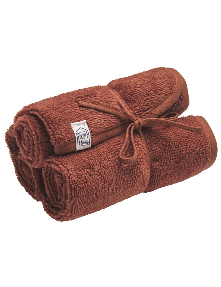 Set 3 serviettes visage éponge bambou - toffee