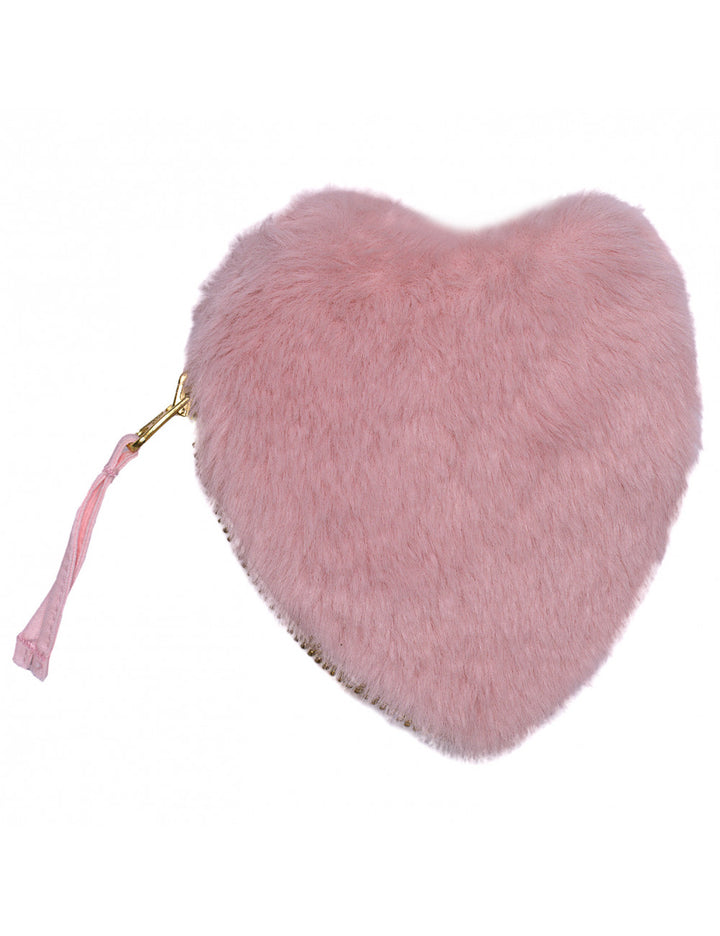 Baby Valentina : Mini trousse cœur fausse fourrure - angora pétale