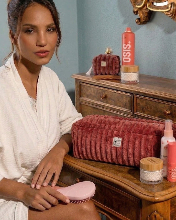 Lifestyle maxi trousse de coiffure minky matelassé Manon paprika - Poule House