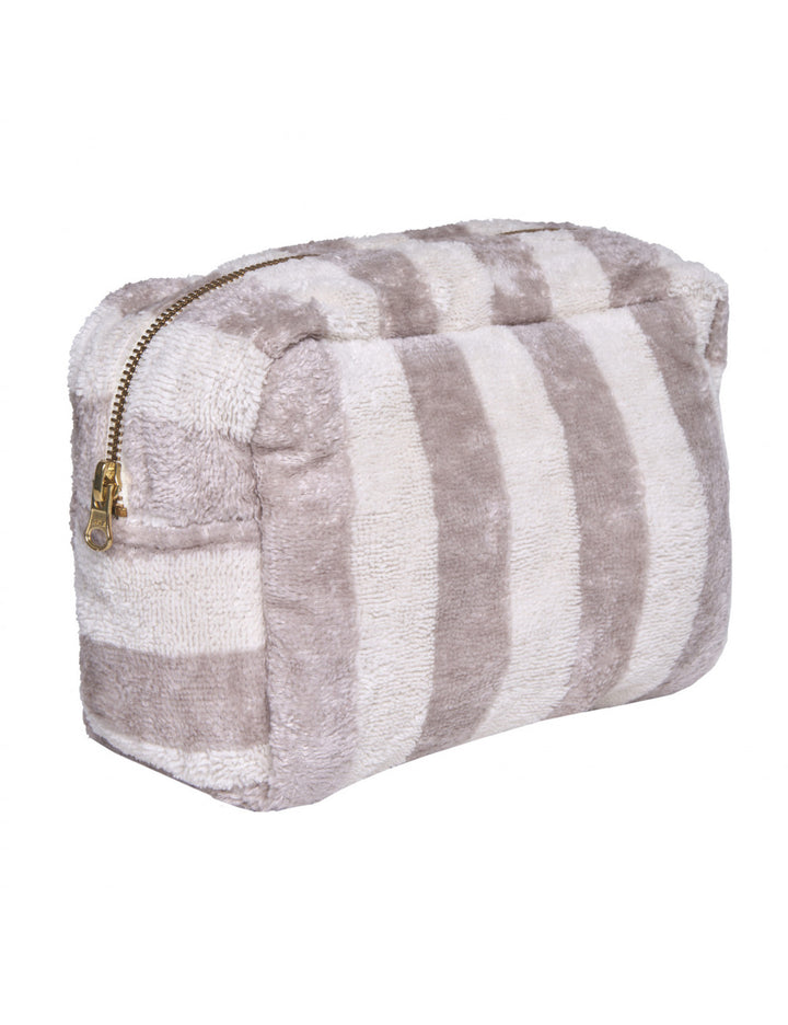 Trousse éponge bambou rayée écru / galet