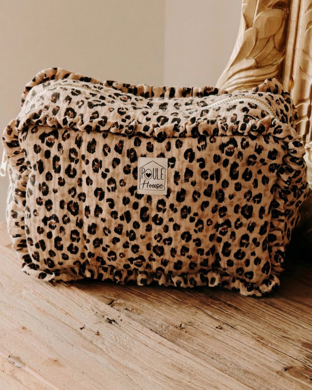 Lifestyle grande trousse de toilette à froufrou Marylou léopard - Poule House