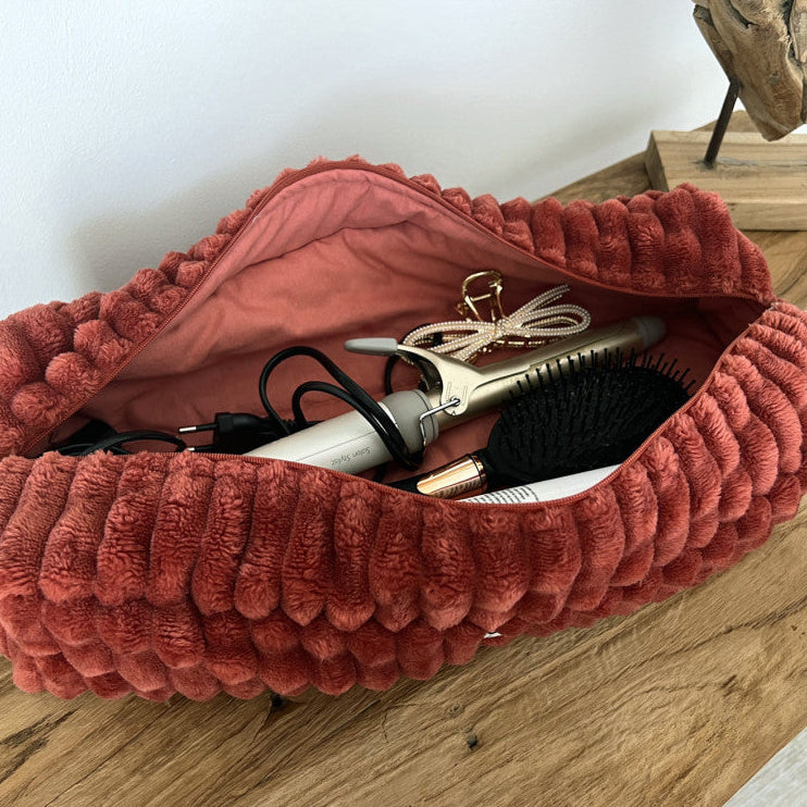 Manon : Maxi trousse de coiffure minky matelassé - paprika