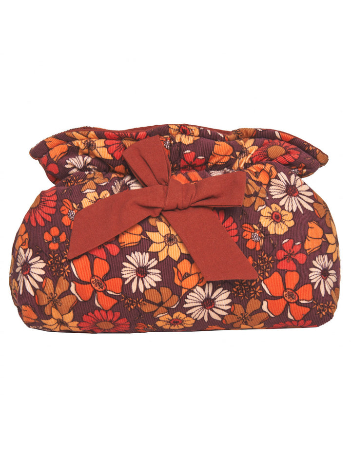 Trousse maquillage velours à nœud - seventies