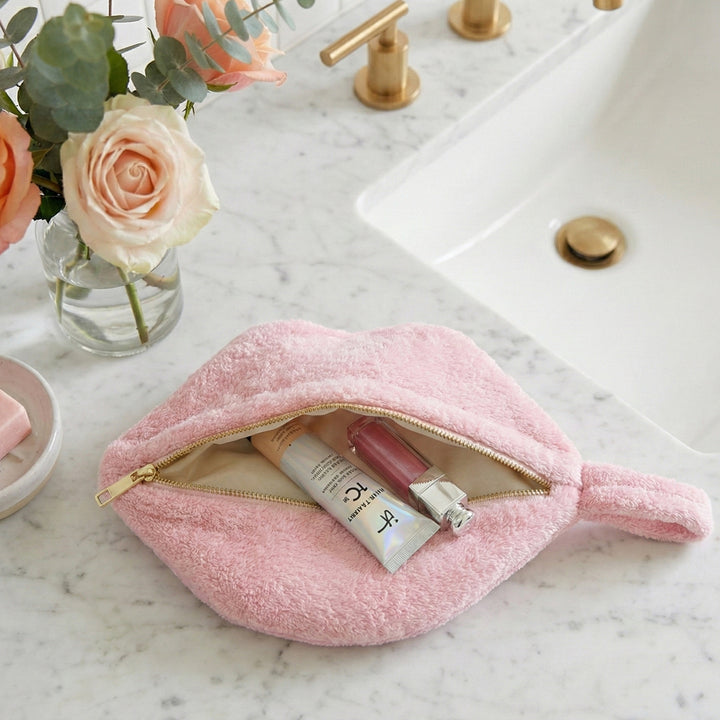 Trousse de toilette kiss - éponge rose