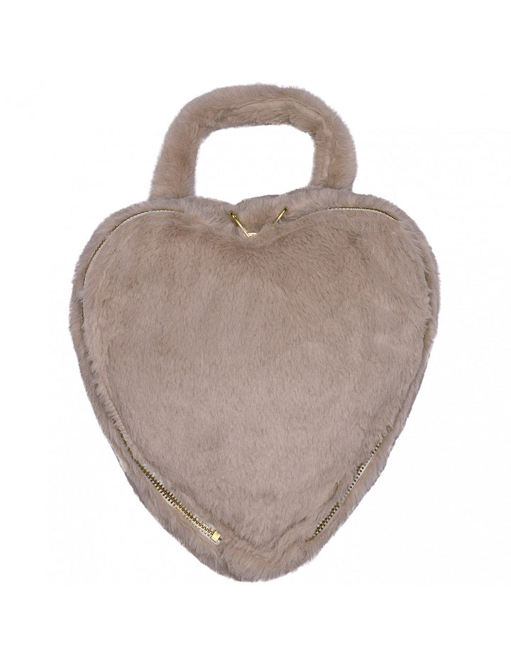 Valentina : Vanity cœur fausse fourrure - angora galet